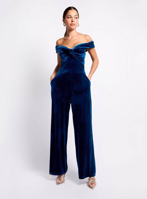 VOGUE WILLIAMS Petrol Velvet Jumpsuit 10