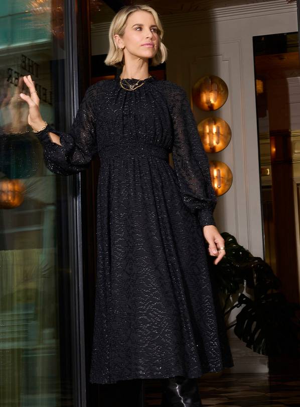 VOGUE WILLIAMS Black Metallic Midaxi Dress 12