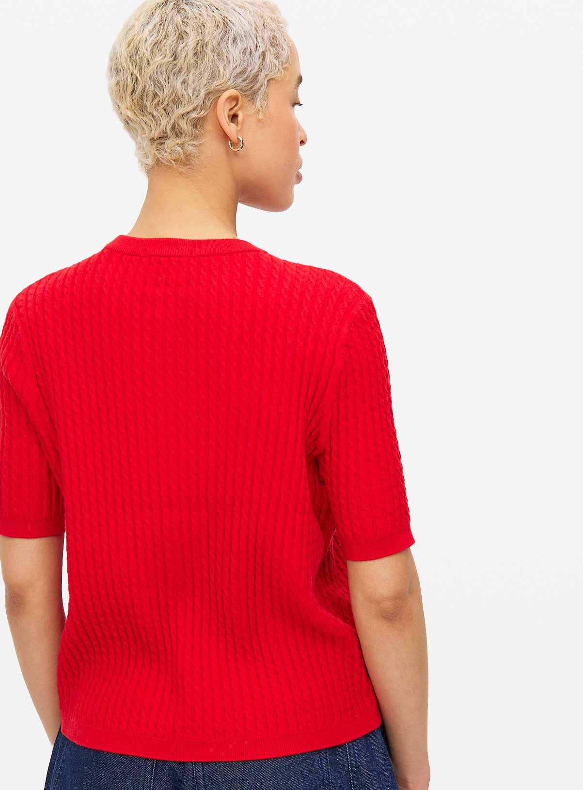Red Short Sleeve Cable Knit Cardigan 16 - Image 4 thumbnail