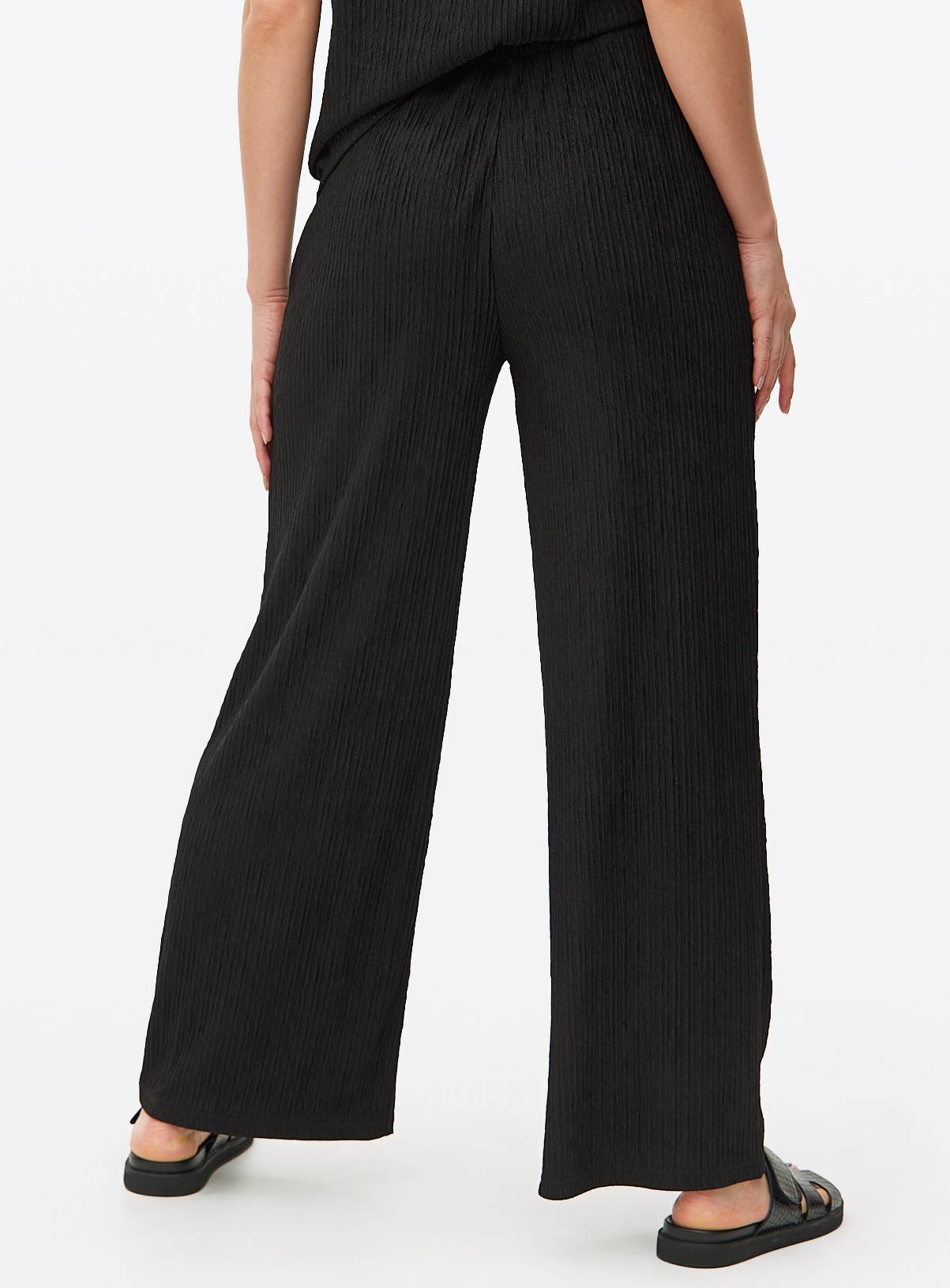 Black Wide Leg Textured Co-ord Trousers 14 - Image 2