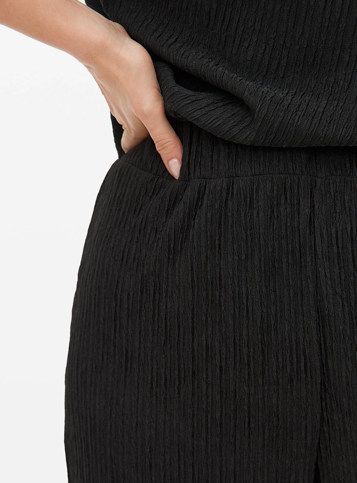 Black Wide Leg Textured Co-ord Trousers 14 - Image 3