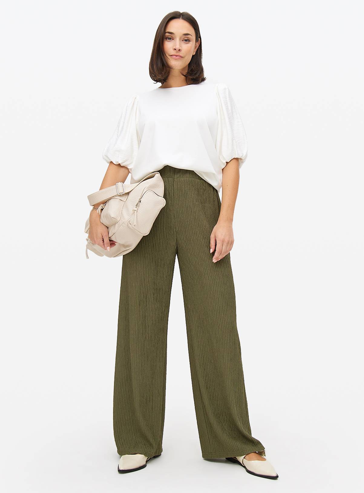 Khaki Wide Leg Textured Co-ord Trousers 12 - Image 2
