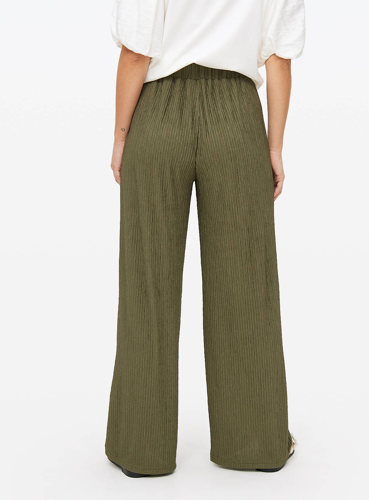 Khaki Wide Leg Textured Co-ord Trousers 12 - Image 4