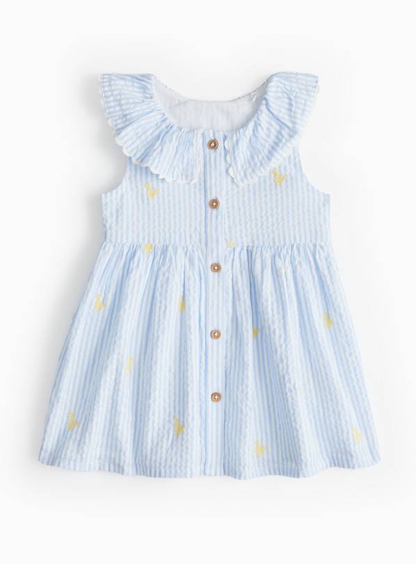 Blue Gingham Easter Duck Embroidered Dress 12-18 months