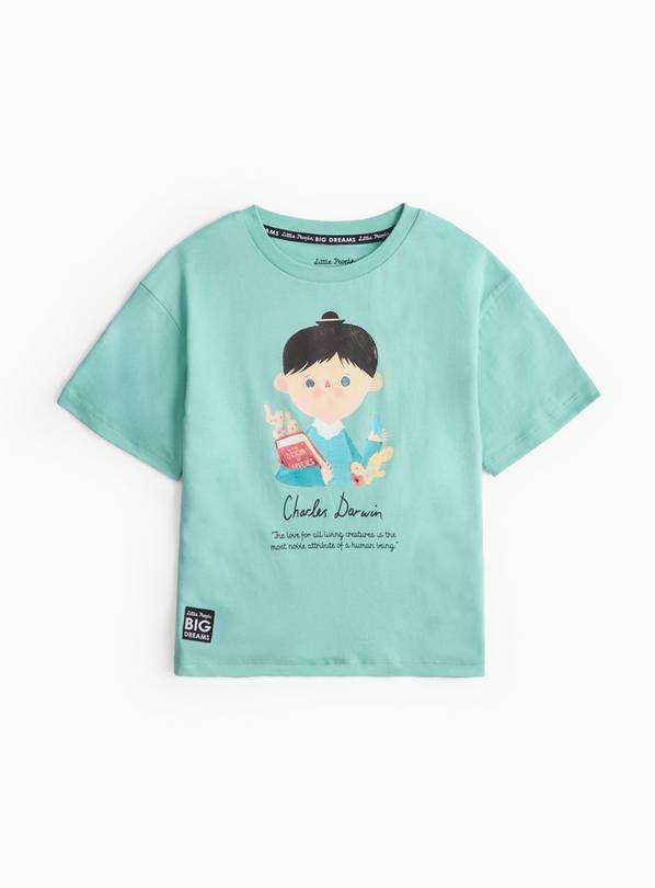 Charles Darwin Blue Character Print T-Shirt 6-7 years