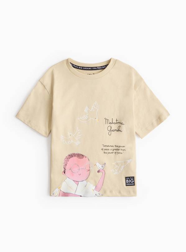 Gandhi Beige Character Print T-Shirt 2-3 years