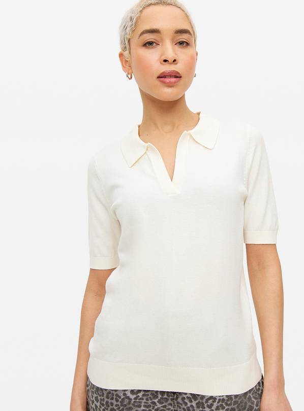 Cream Soft Touch Polo Collared Top 6