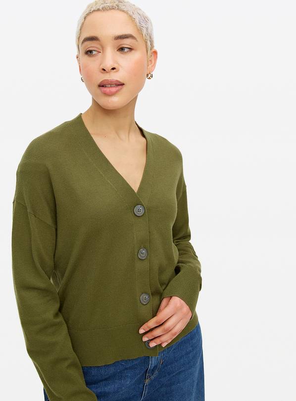 Khaki Soft Touch Cropped Cardigan 10