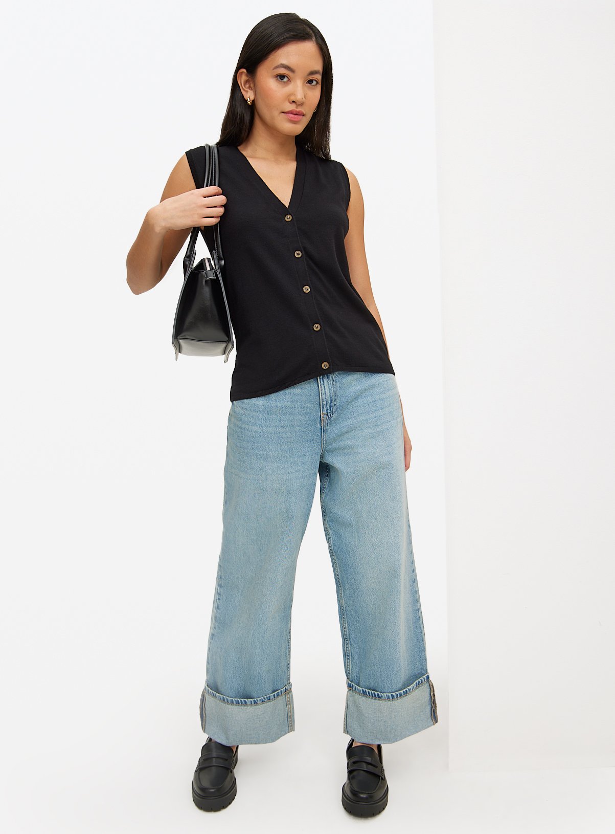  Black Button Soft Touch Sleeveless Vest 10 - Image 1 thumbnail