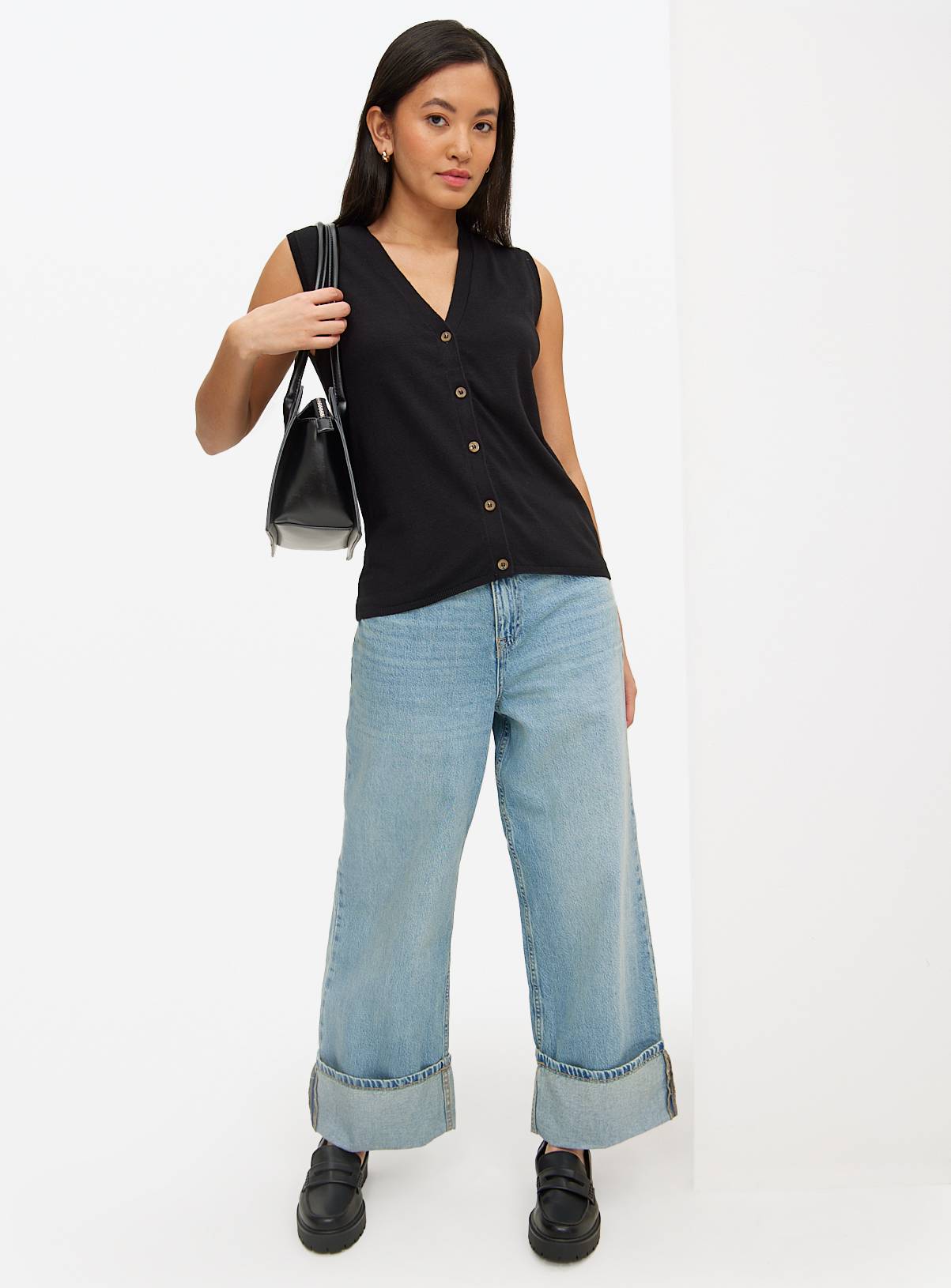  Black Button Soft Touch Sleeveless Vest 10 - Image 1