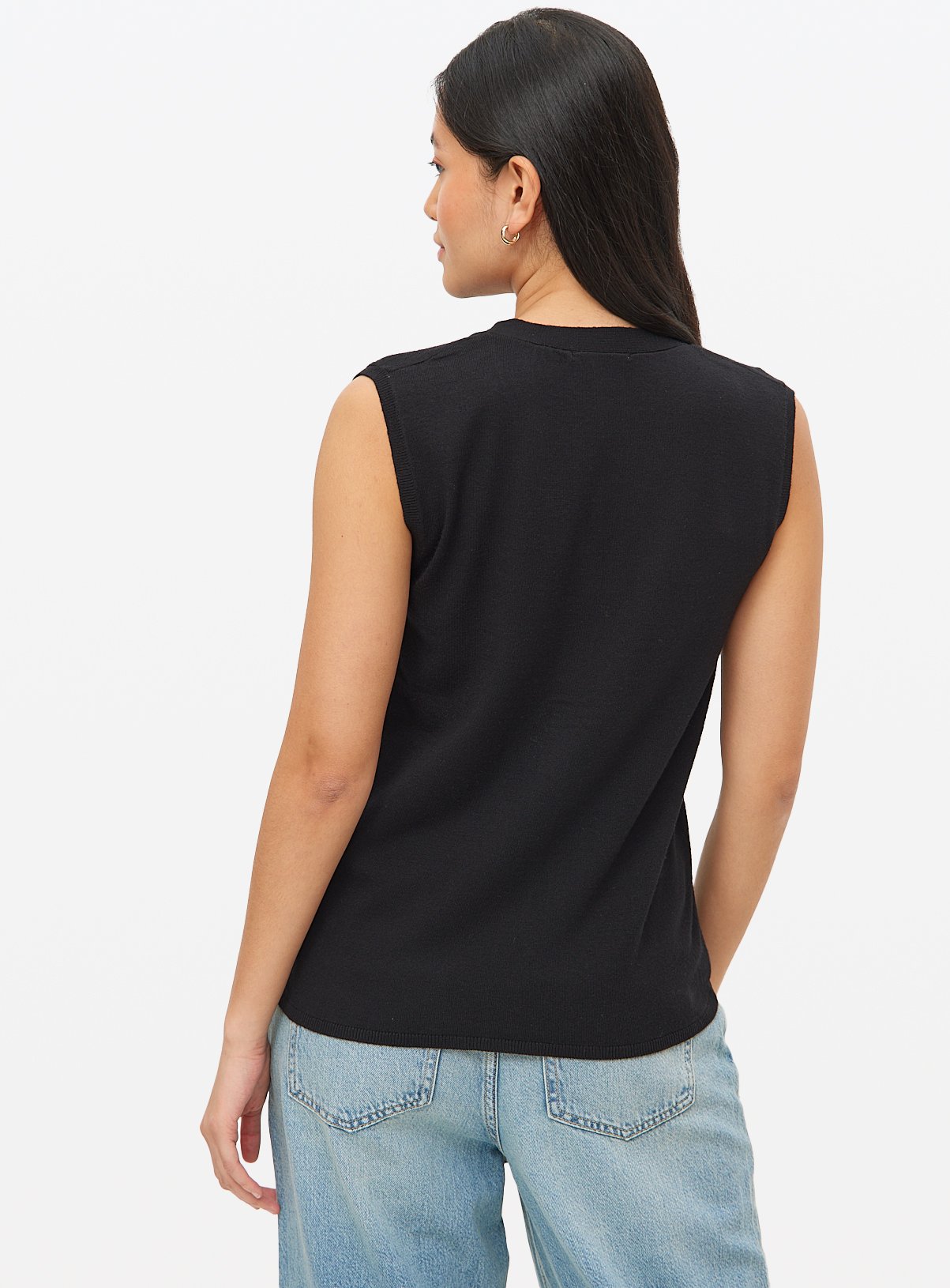  Black Button Soft Touch Sleeveless Vest 10 - Image 4 thumbnail
