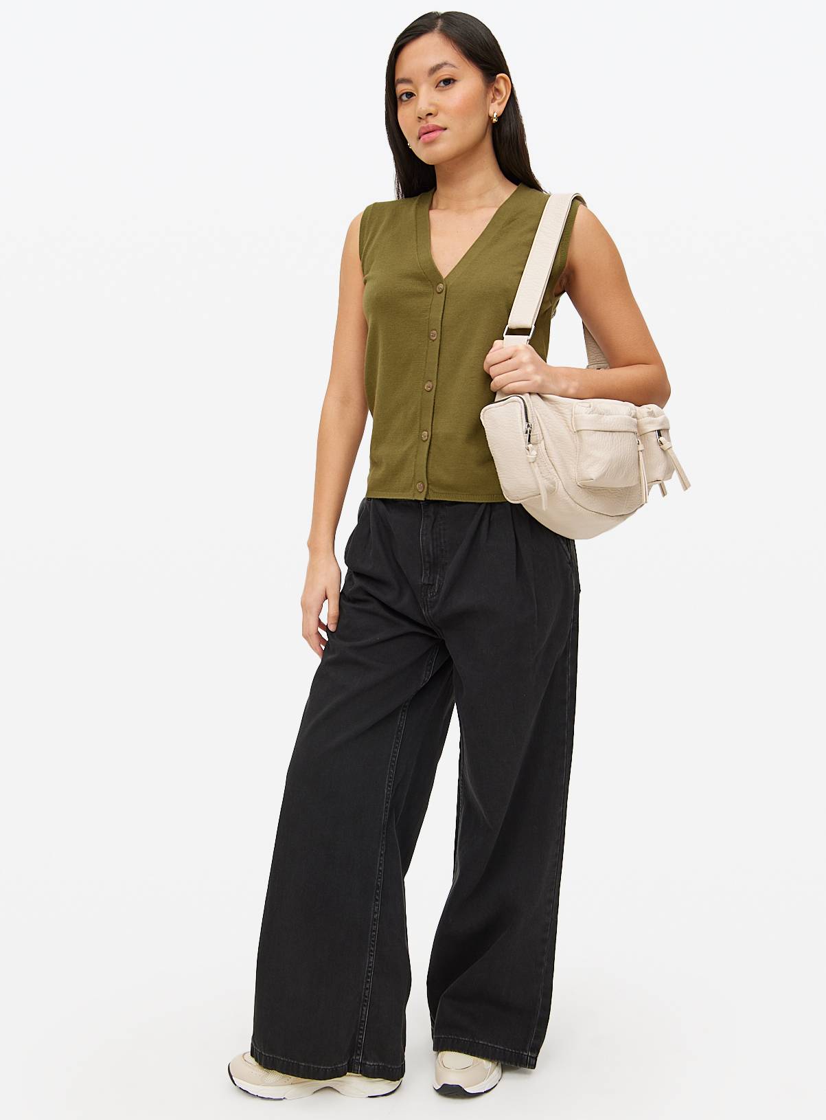 Khaki Button Soft Touch Sleeveless Vest 12 - Image 2