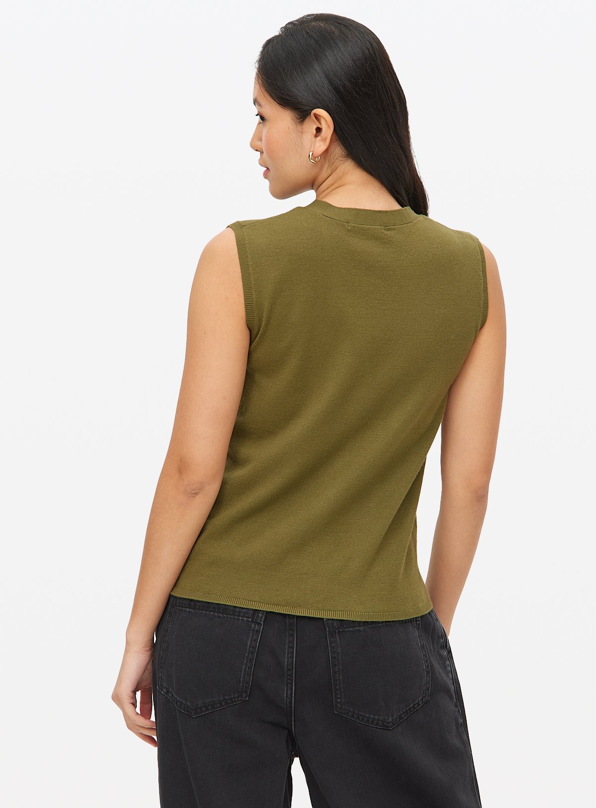 Khaki Button Soft Touch Sleeveless Vest 12 - Image 4 thumbnail