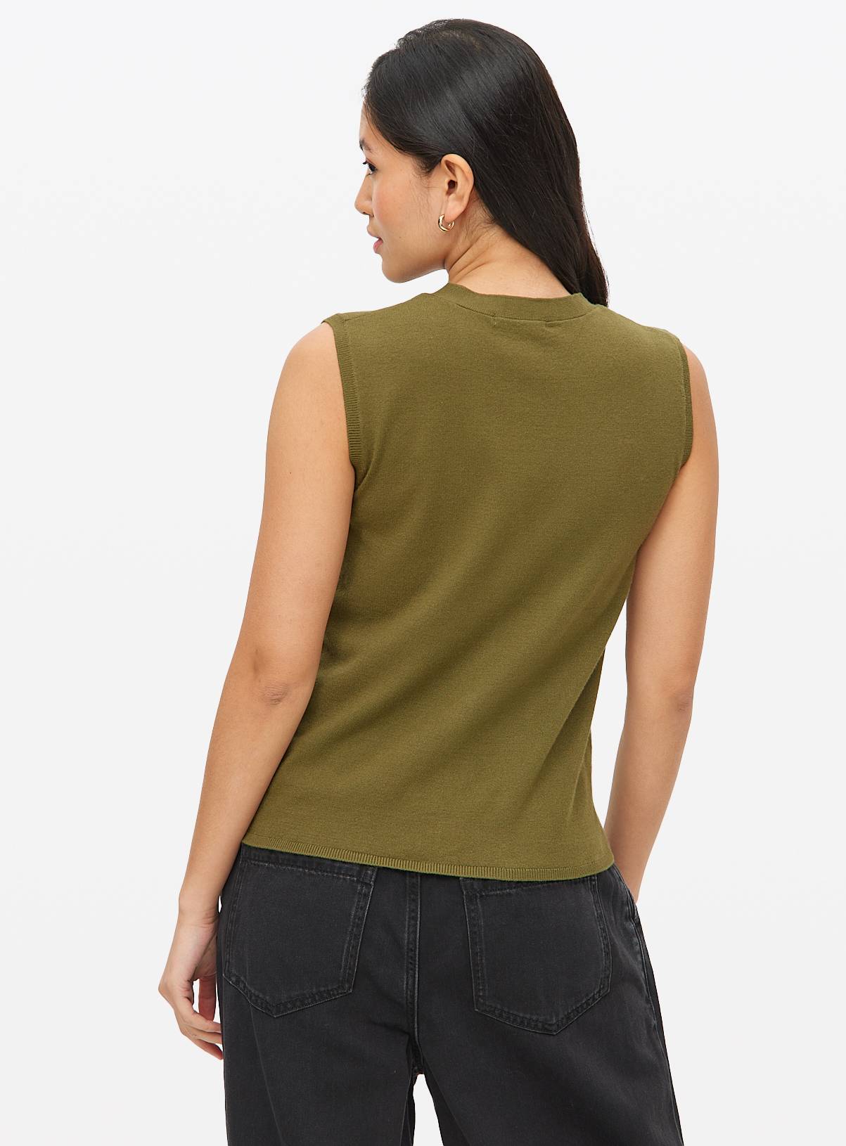 Khaki Button Soft Touch Sleeveless Vest 12 - Image 4
