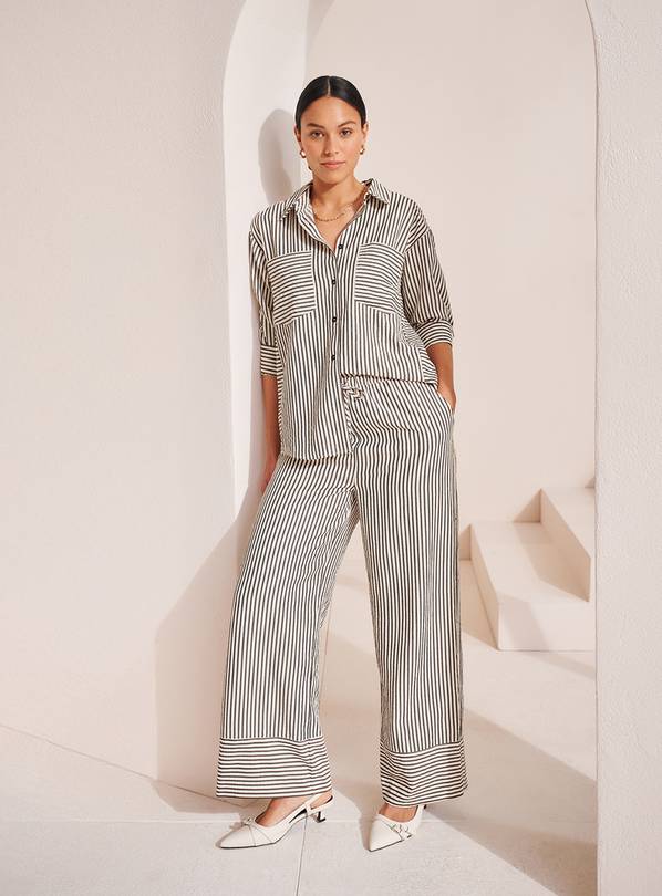 Mono Stripe Wide Leg Co-ord Trousers  10