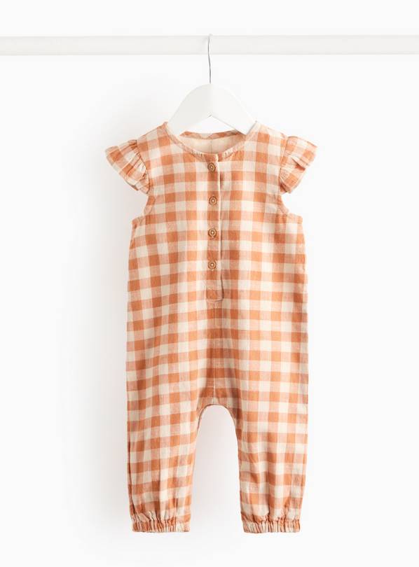 Orange Gingham Woven Romper 6-9 months