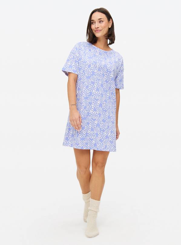 Blue Floral Print Nightdress S