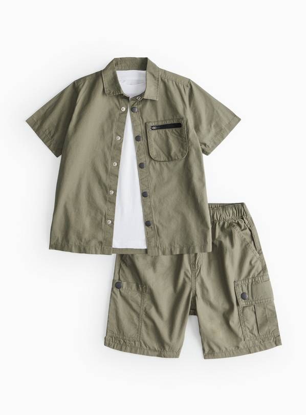 Green Utility Shorts & Short Sleeve Shirt Set 13 years