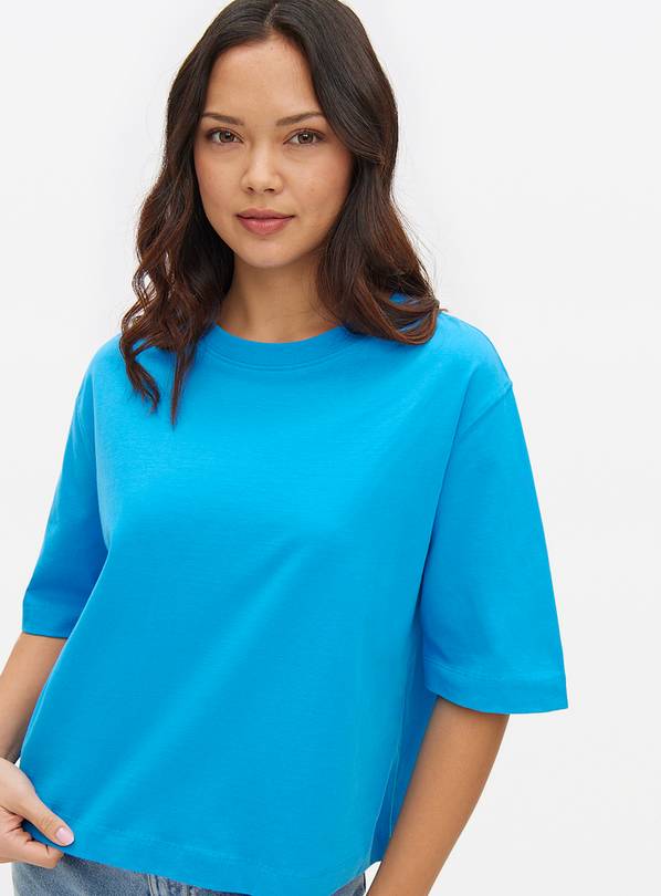 Blue Crew Neck Boxy T-Shirt L