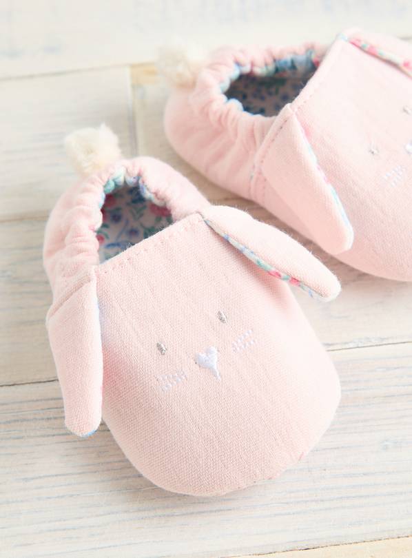 Pink Soft Bunny Slippers 6-9 months