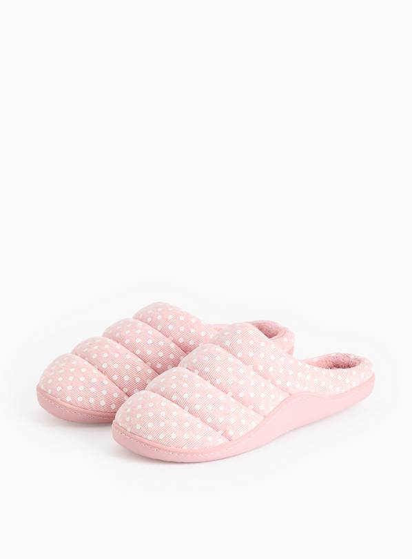 Pink Spot Print Mule Slippers L