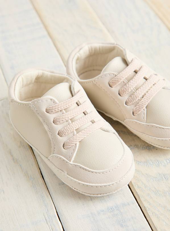 Cream Faux Leather Trainers 9-12 months