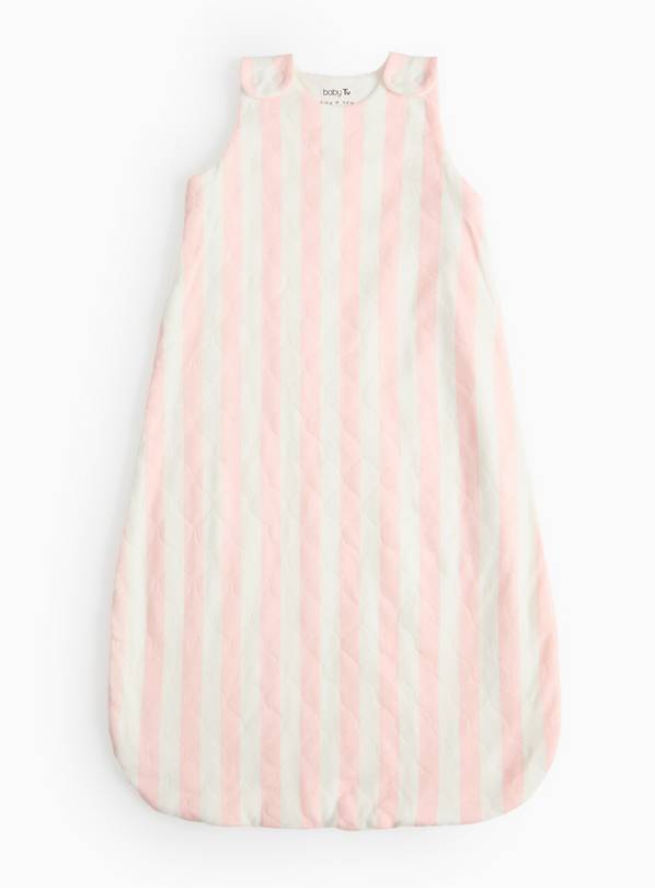 Pink Stripe Quilted  1.5 Tog Sleeping Bag 0-6 Months