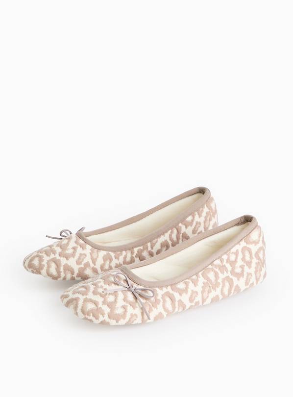 Beige Jacquard Animal Print Ballerina Slippers 5