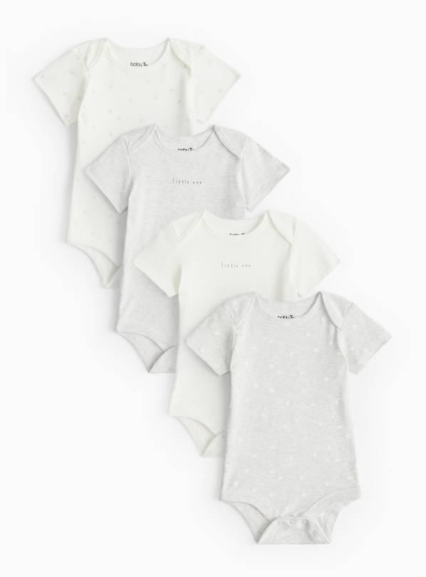 Unisex Grey Bodysuits 4 Pack 3-6 months