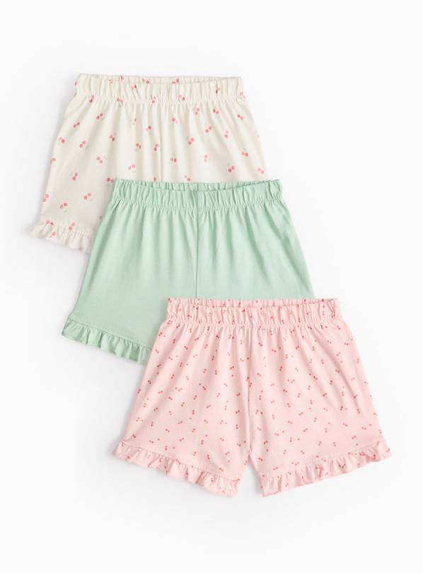 Cherry Print Frill Trim Shorts 3 Pack 9-12 months