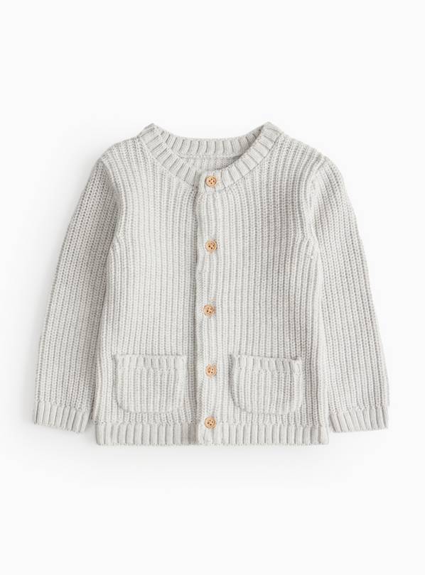 Grey Embroidered Little One Knit Cardigan 3-6 months