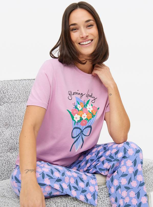 Lilac Bouquet Bloom Slogan Pyjamas S