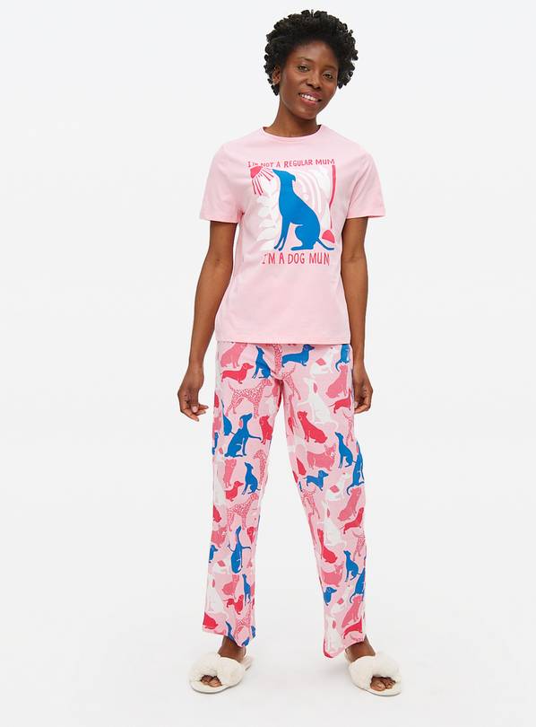 Pink Mother's Day Dog Mum Slogan Pyjamas M