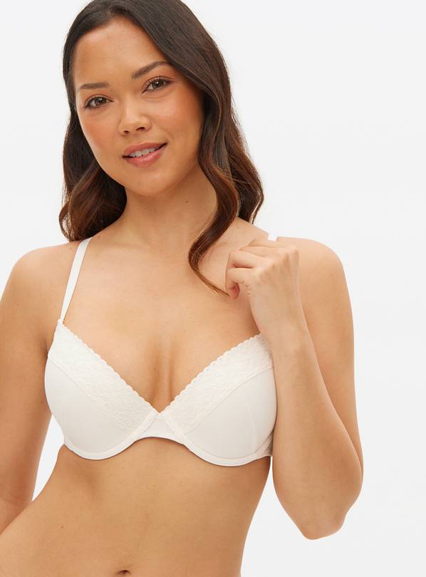 Ivory Lace Trim Underwired T-Shirt Bra 34B