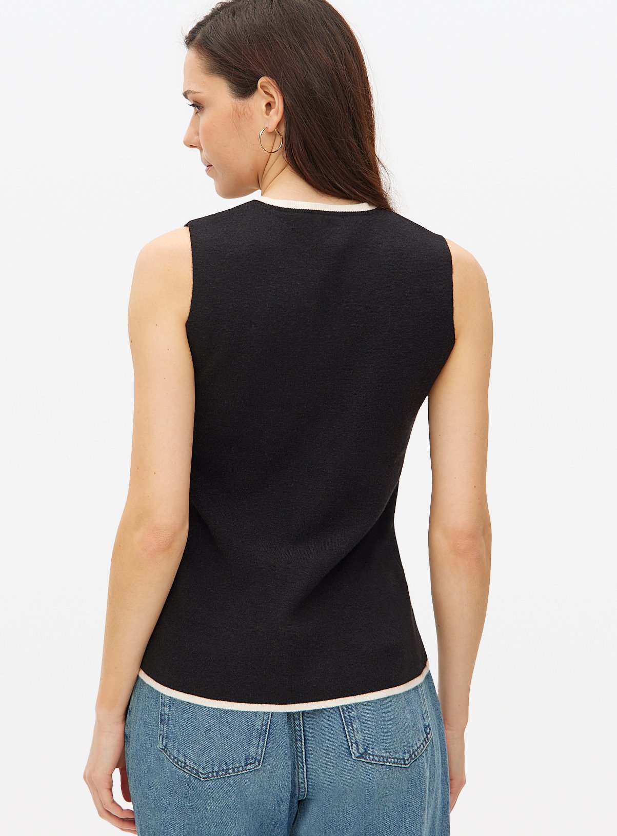 Black Contrast Tipped Co-ord Vest M - Image 4 thumbnail