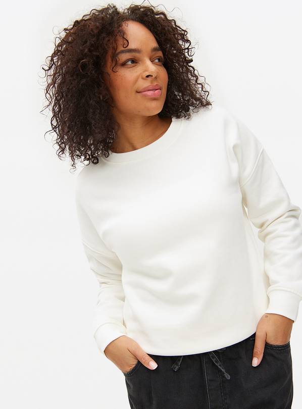 Cream Relaxed Crew Neck Sweatshirt L