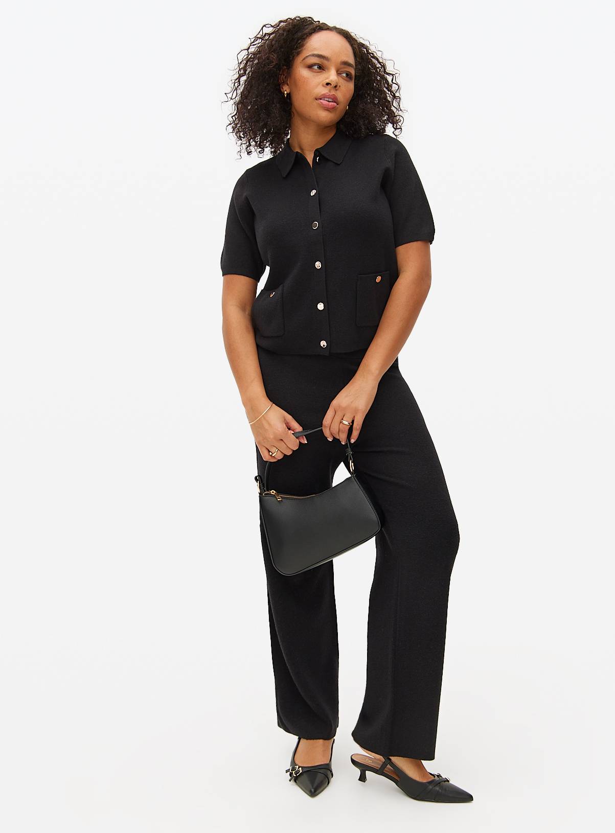Black Compact Collared Short Sleeve Cardigan 24 - Image 2