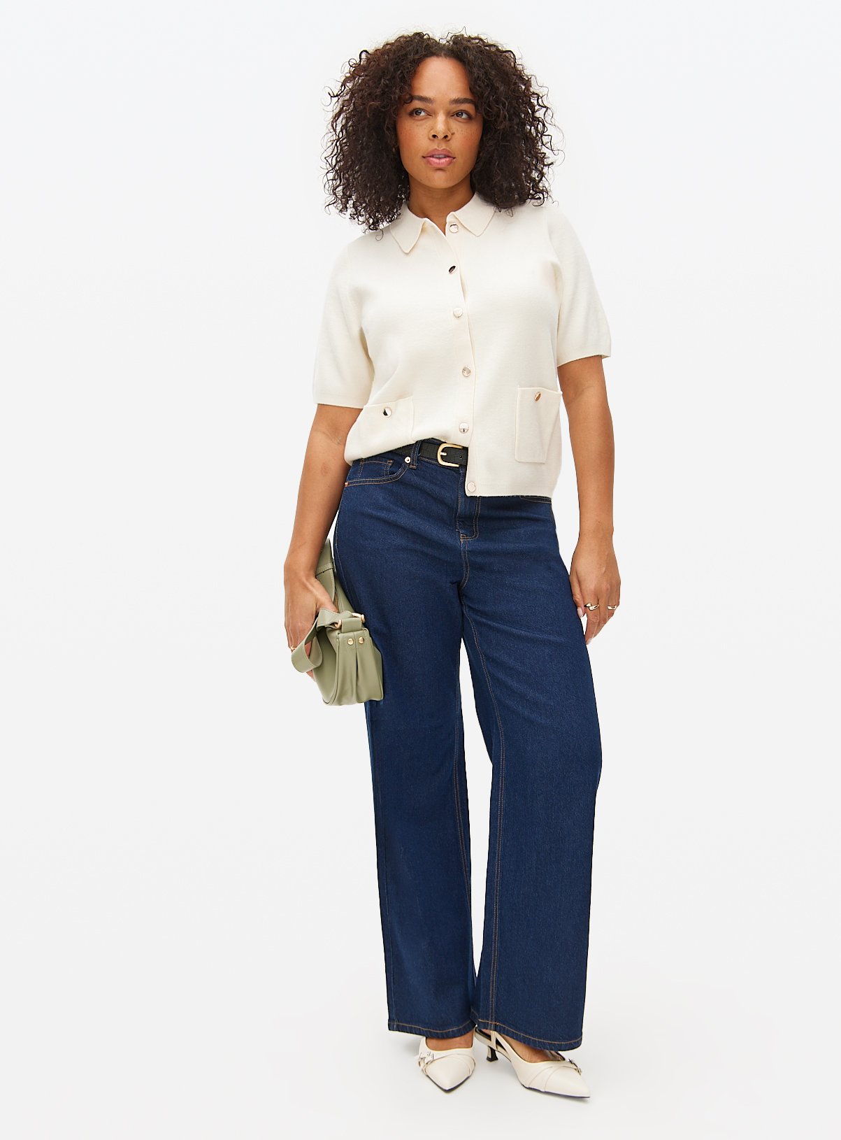 Cream Compact Collared Short Sleeve Cardigan 24 - Image 2 thumbnail