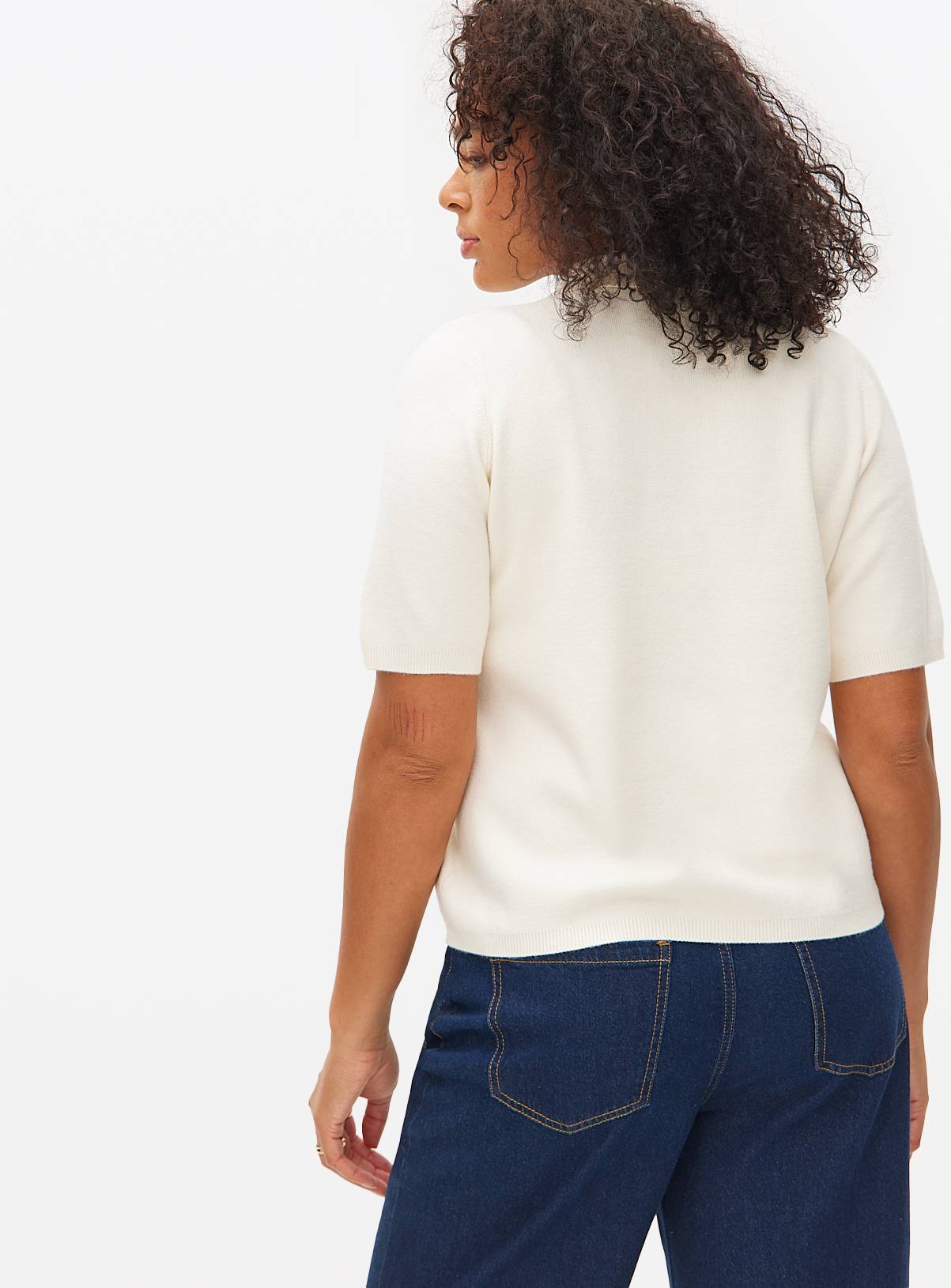 Cream Compact Collared Short Sleeve Cardigan 24 - Image 4