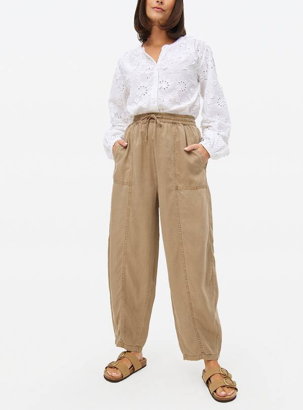 Taupe Utility Barrel Leg Trousers  8