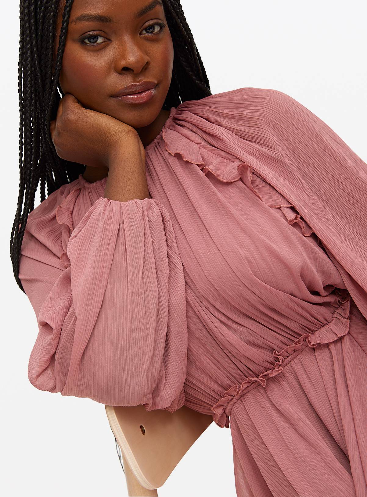 Pink Chiffon Ruffle Mini Dress 12 - Image 3