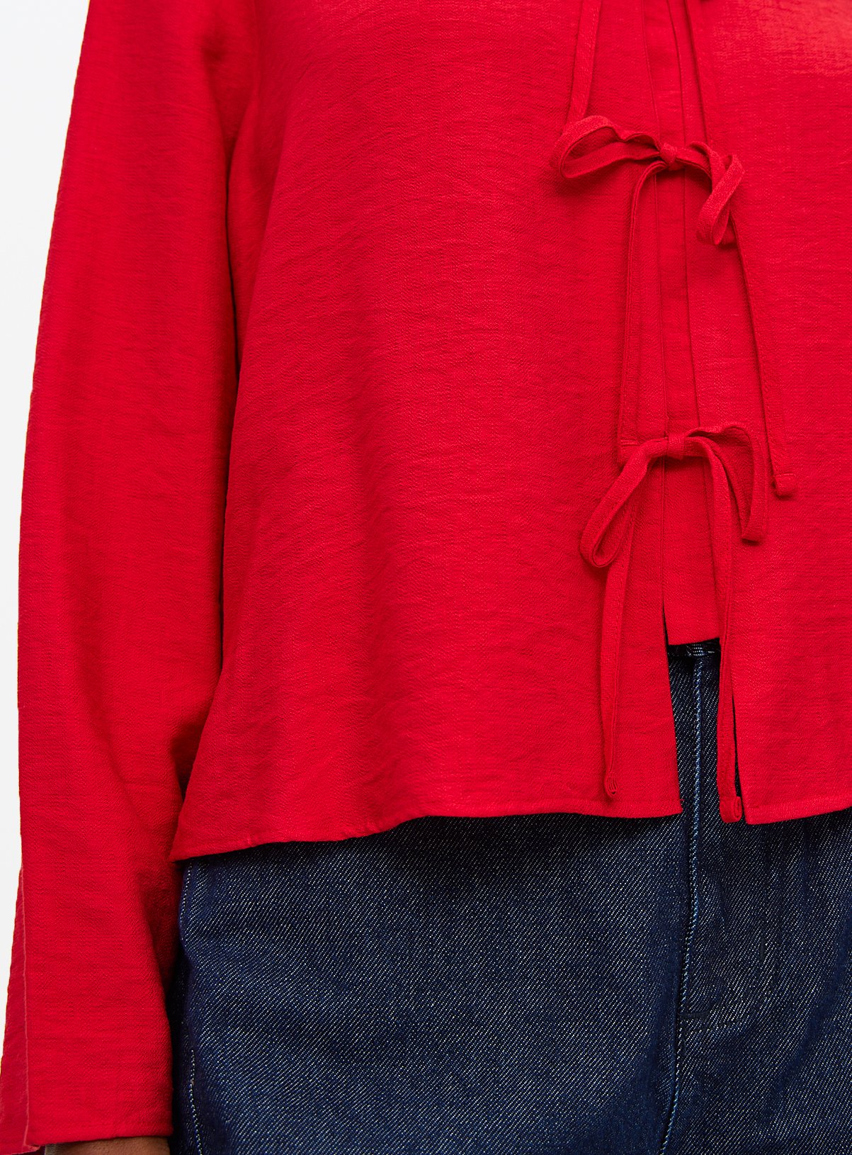 Red Tie Front V-Neck Blouse 20 - Image 3 thumbnail