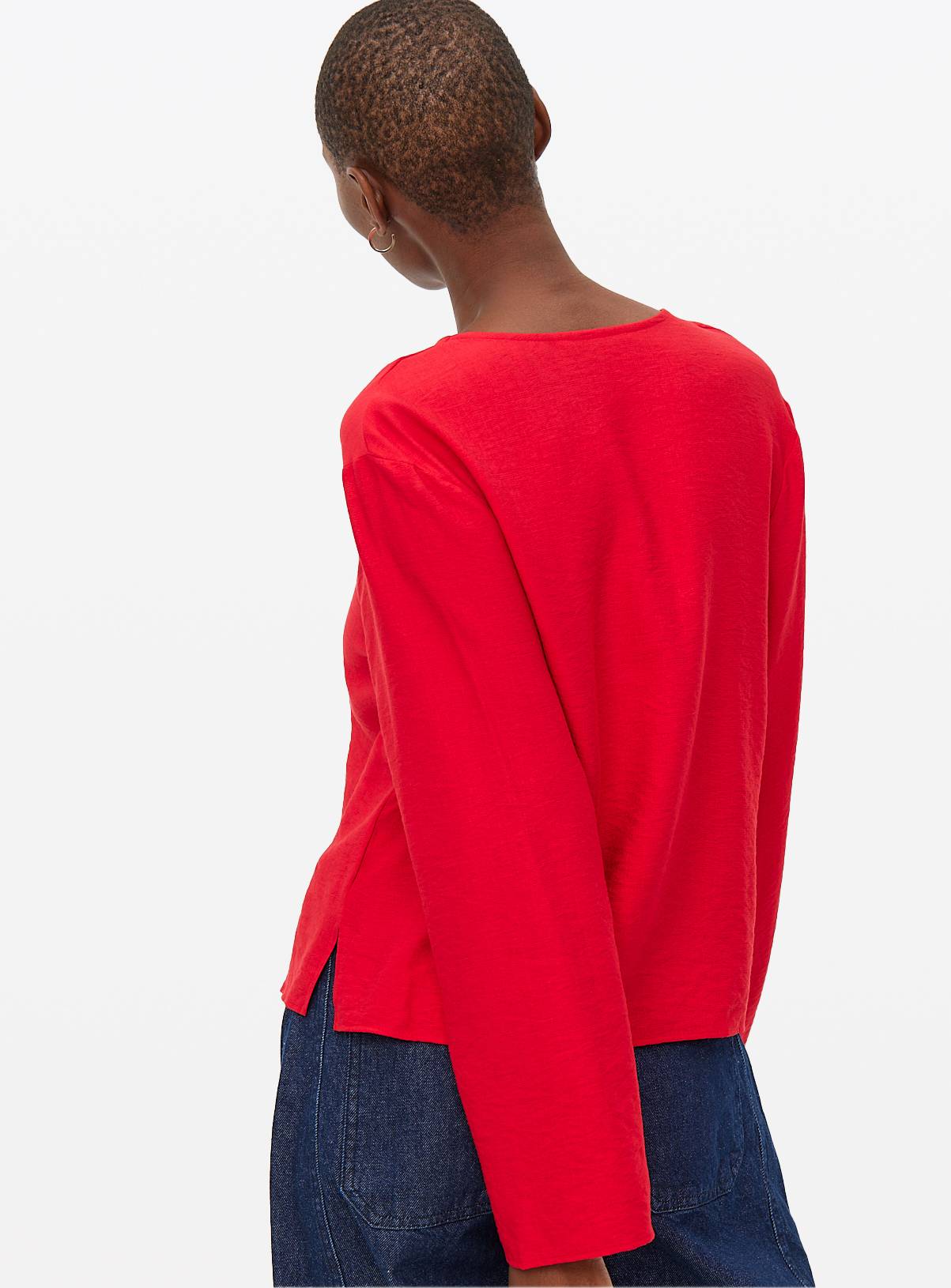 Red Tie Front V-Neck Blouse 20 - Image 4