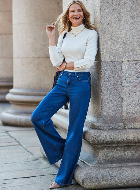 SOSANDAR Indigo Blue Palazzo Jeans 14