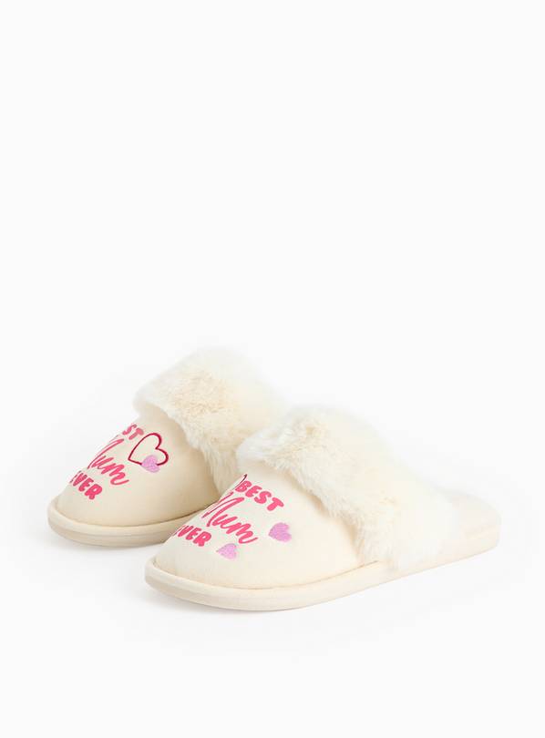 Mother's Day Slogan Cream Mule Slippers L