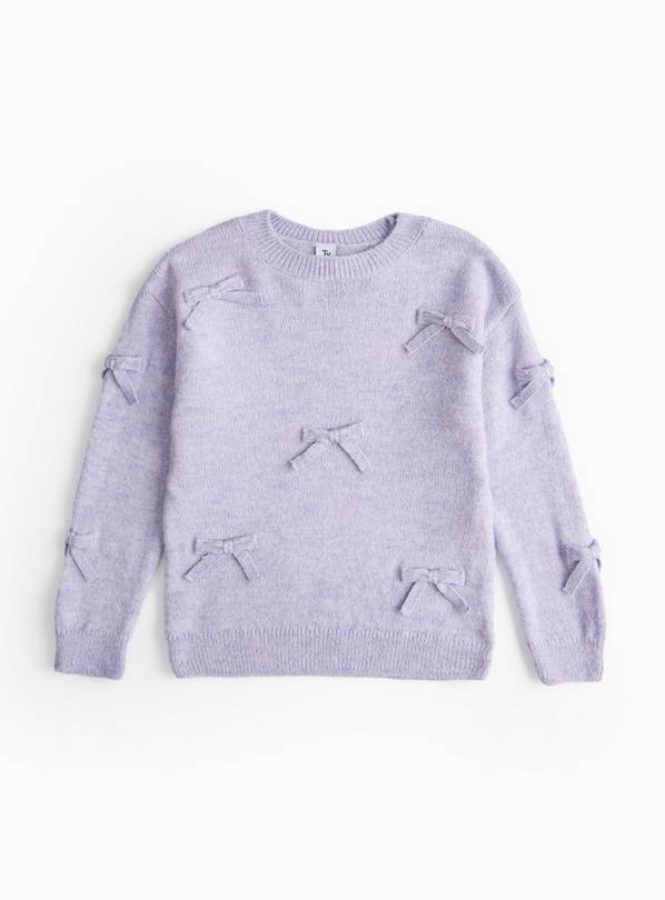 Lilac Bow Detail Knitted Jumper 9 years