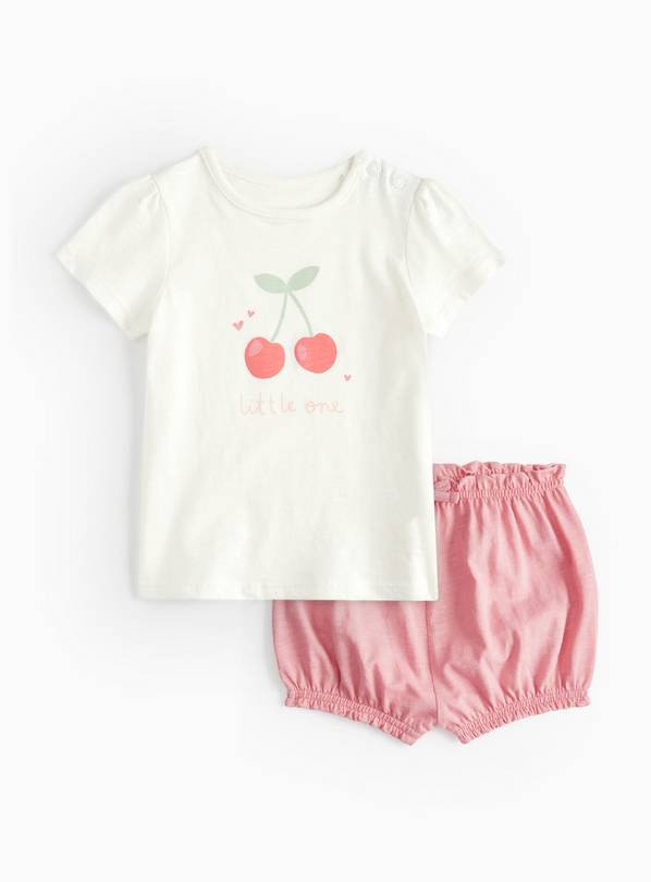 Cherry Print T-Shirt & Pink Shorts Set 12-18 months