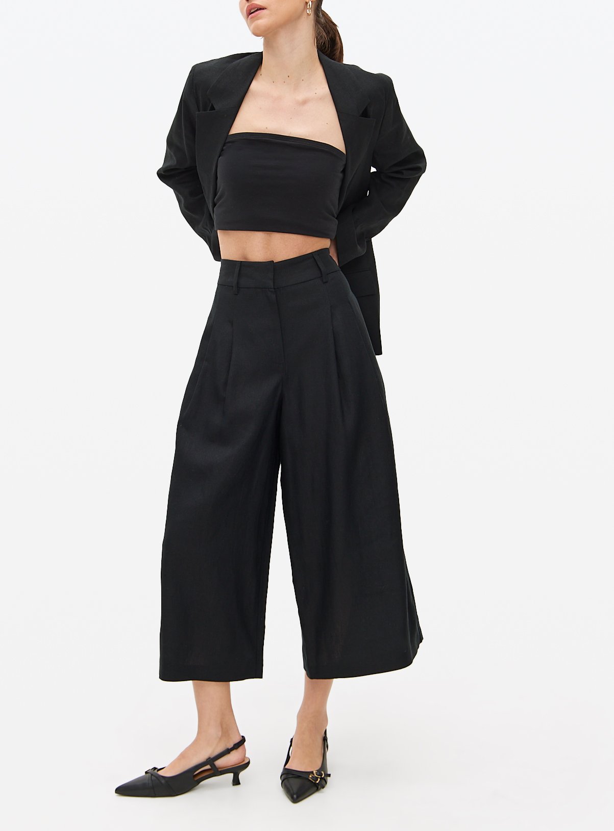 Black Linen Blend Co-ord Culottes 12 - Image 2 thumbnail