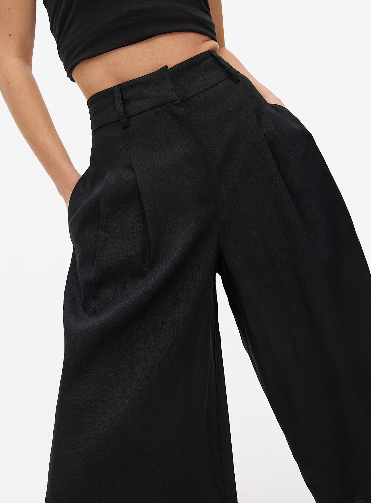 Black Linen Blend Co-ord Culottes 12 - Image 3 thumbnail