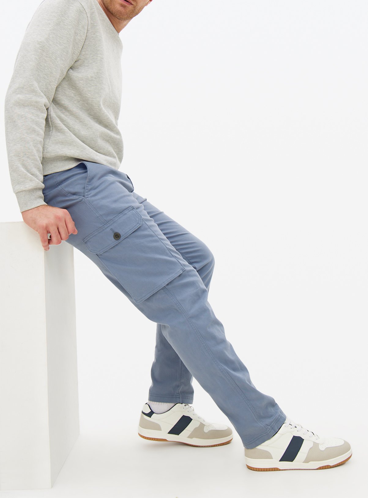 Men's Blue Cargo Trousers